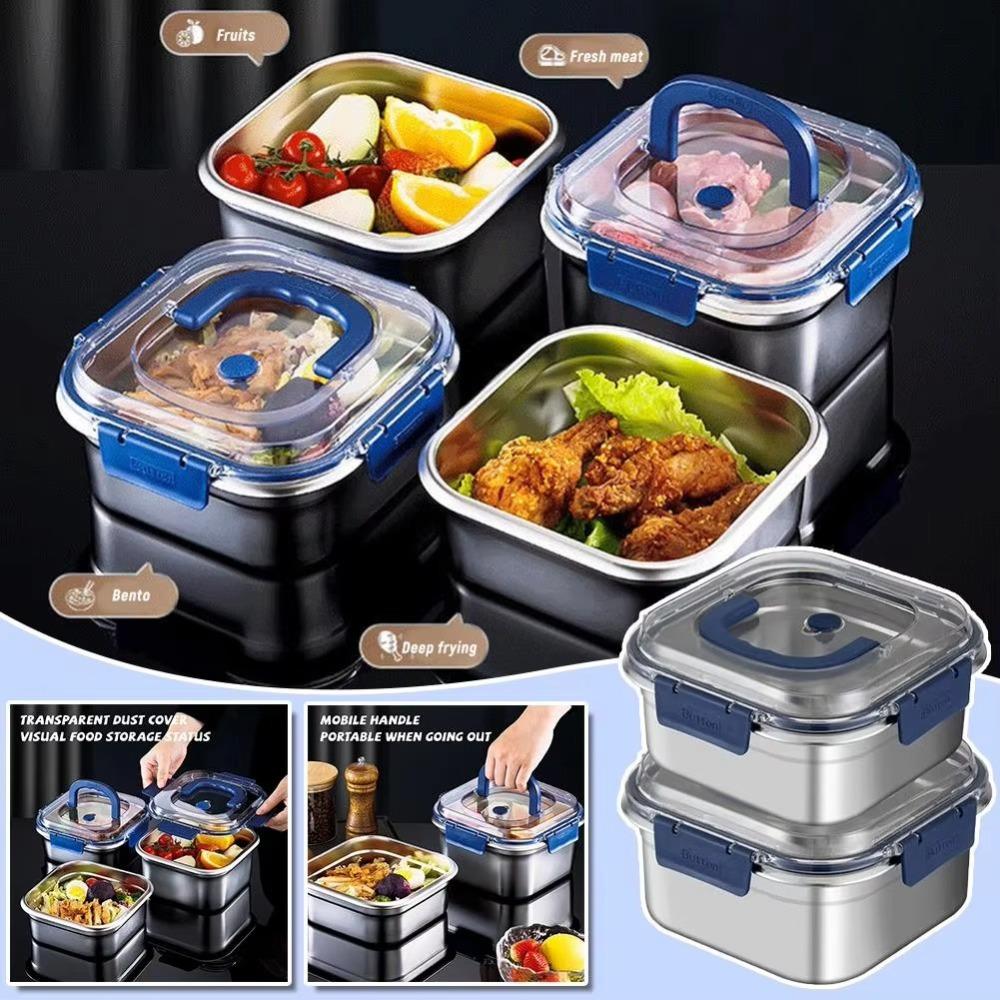 Stainless Steel Salad Fruit Food Container Sealed Anti-drip Large Capacity Lunch Box Camping Picnic Box for Fruit Salad Food