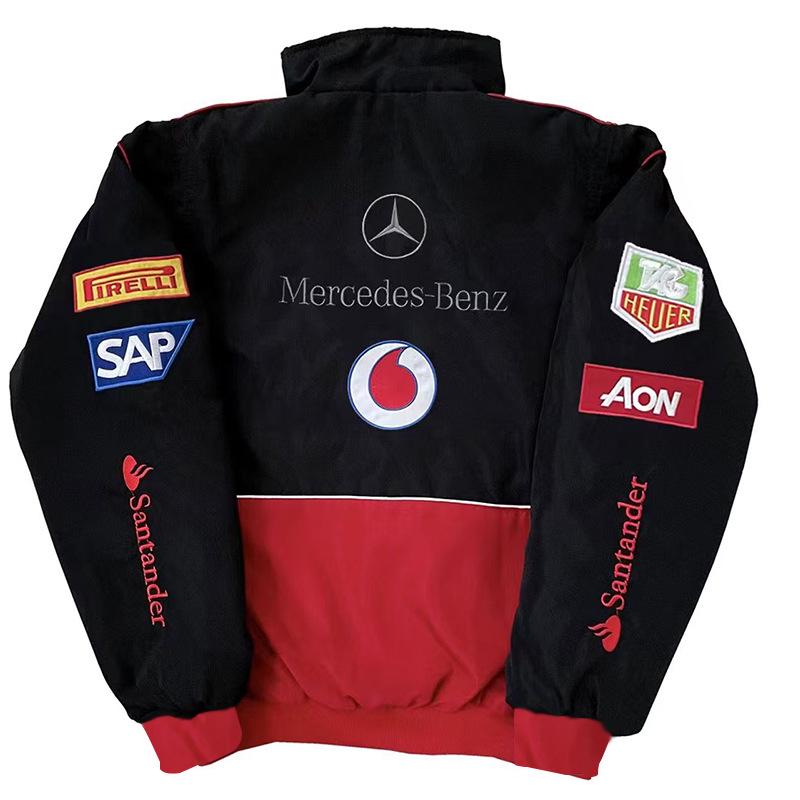 Amerikanischer Retro F1 Rennanzug: Bestickte Motorradjacke