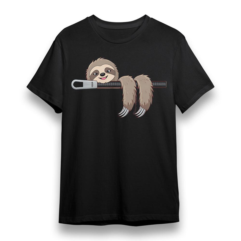 

Men s Plus Size T-shirt With Playful Sloth Graphic Unisex Black 100% Cotton Tee L