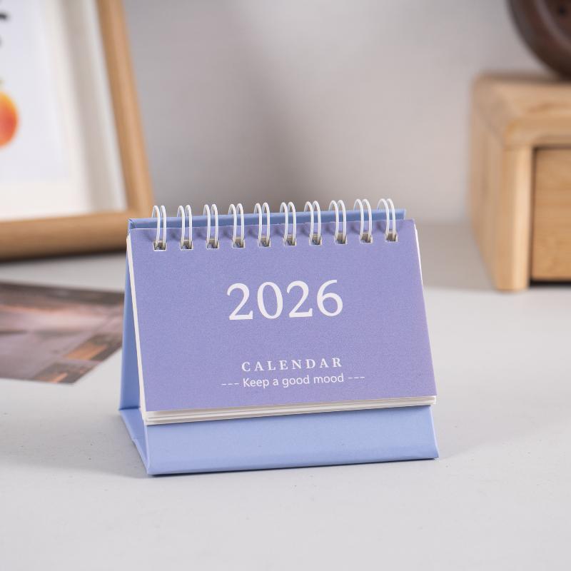 2026 Simple Style English Mini Desk Calendar Desktop Display Solid Color Portable Small Desk Calendar Desktop Decoration