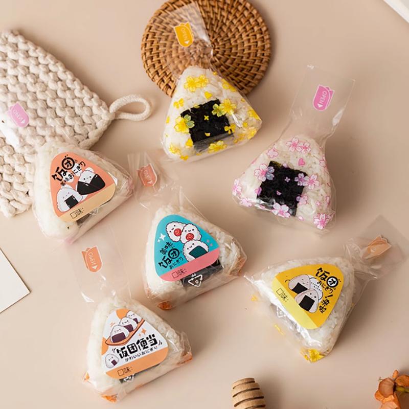 50Pcs Cute Japenese Triangle Rice Ball Disposable Packaging Bag Nori Onigiri Sushi Bag Sushi Making Mold Bento Accessories