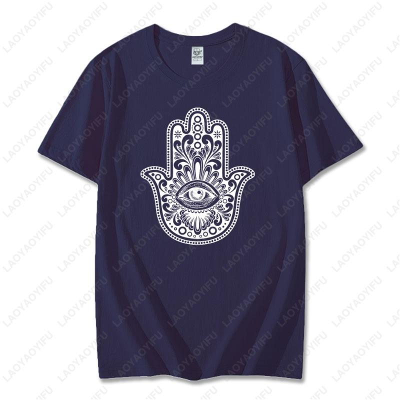 Men Women Hamsa Hand TShirt with Eye Protection Graphic Printed Tees Classic Fashion Cotton Streetwear Unisex Casual Design Tops