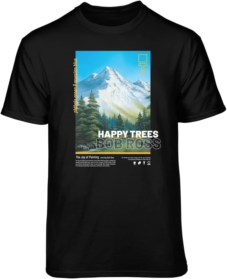 Bob Ross Happy Trees Mountain Landscape Painting T-shirt