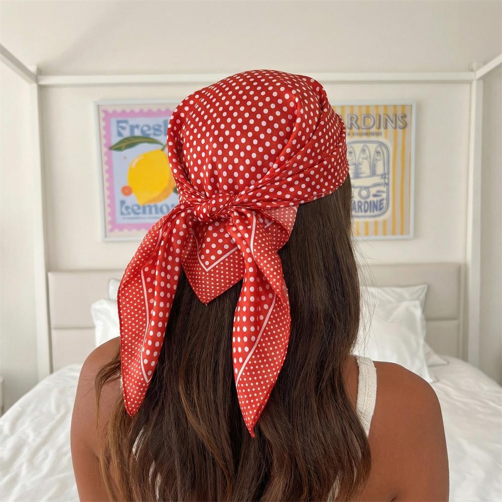 

NEW Dot Print Square Scarf For Women Silk Shawl Neckerchief Female Hair Bands Head Wraps Headband Foulard Satin Hijab Bandana 50x50cm
