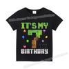 Miner Crafting Number T-shirt Pixels 1-9 Birthday Party Supplies Short Sleeve Tee Boys Girls Summer Clothing Simple Base Tshirt