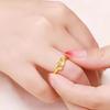Trendy Double Heart Adjustable Anti-Sand Gold Ring for Women