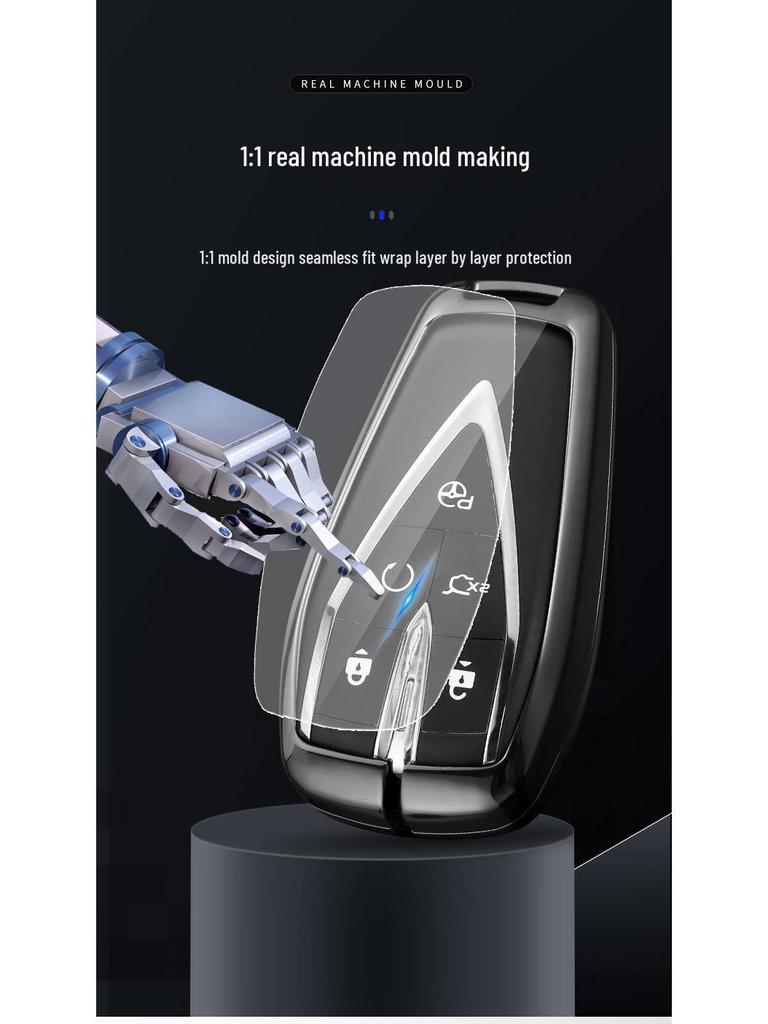 Changan Qiyuan A05/A06/A07 Remote Key Cover: Metal Shell with Leather Snap Button for Q05 125MAX