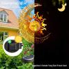 Antique Iron Art Solar Garden Lights: Moon & Sun Design Landscape Spotlight