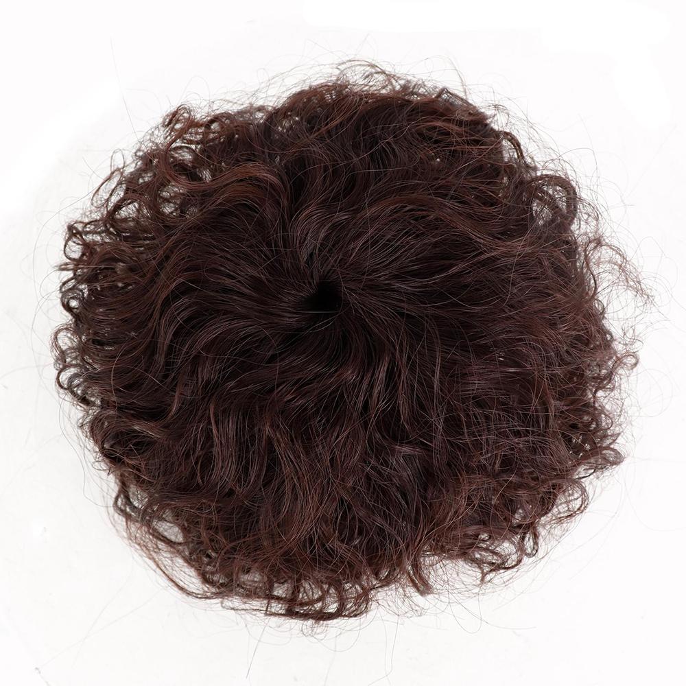 MISS WIG Synthetic Short Corn Curly Clip In Top With Bangs Natural Hairpiece For Women Cover White Hair And Hair Loss