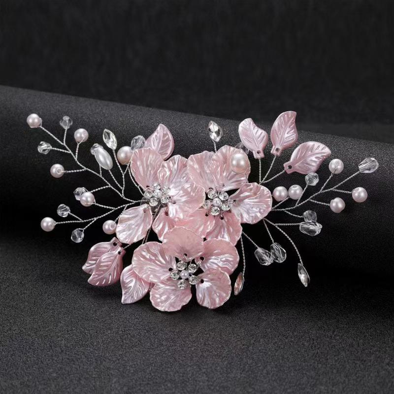 Pearl Rhinestone Flower Wedding Hair Clip Hair Accessories For Women Beaded Hairpin Hair Ornaments Jewelry Bridal Headpiece