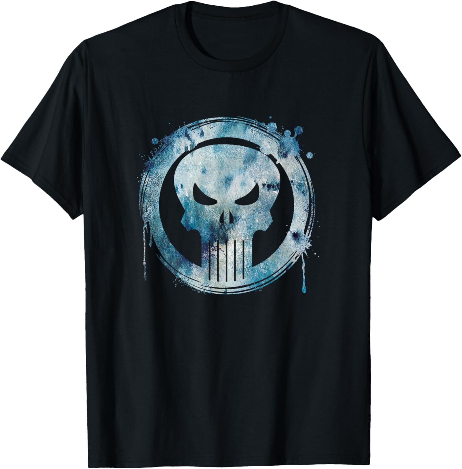 Marvel Punisher Paint Drip Skull Vintage Circle Logo T-Shirt S
