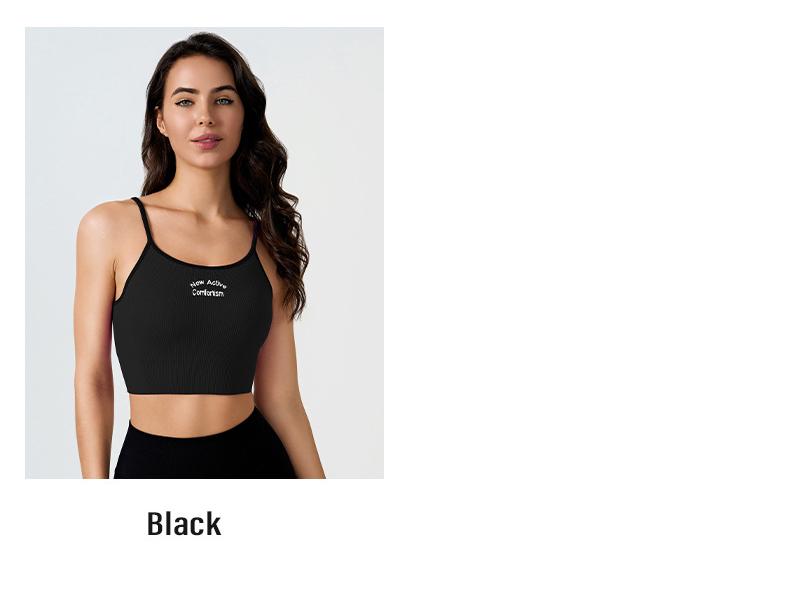 Women's Colorblock Seamless Knit Retro Sports Tank with Chest Pads and Spaghetti Straps