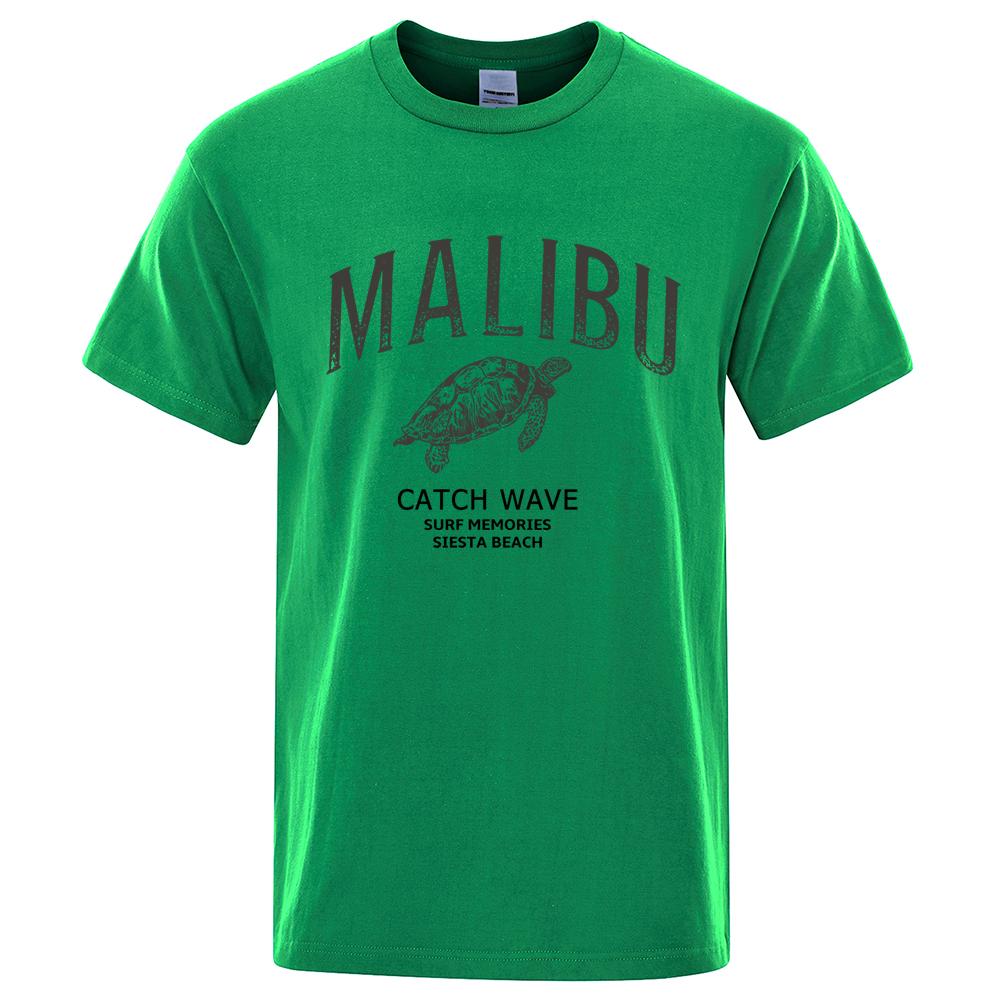 

Malibu Catch Wave Sea Turtle T Shirts Men Fashion Loose Tee Clothing Breathable Casual Summer Tshirt Oversize 100% Cotton Tops 4XL
