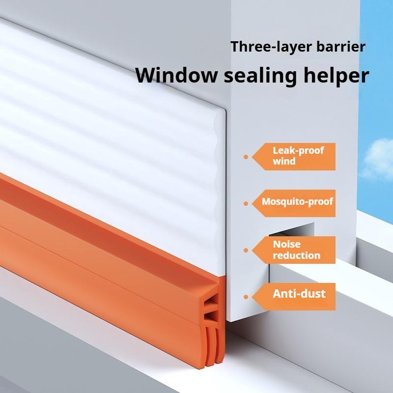 1pc 4M/157.48in Sliding Window Seal Strip Self Adhesive Triple Sound Insulation Windproof Anti-Cold Adjustable Weatherstrip