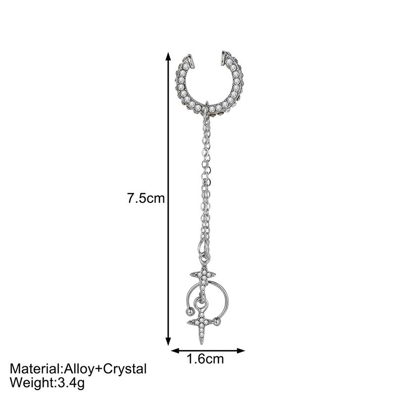 Shiny  Star Tassel Ear Clip Earrings For Women  Non-Piercing Cuff Ear Clip Earrings Cartilage Jewelry