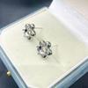 6.2mm Round CZ Flower Stud Earrings DIY Setting, S925 Sterling Silver Mount