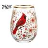 Elegant Gilded Rim Glass Cup, Egg Shape Clear Lead-Free Crystal Enamel Painted Golden Water Cup Vintage Drinking Tumbler, Large Capacity Glassware for