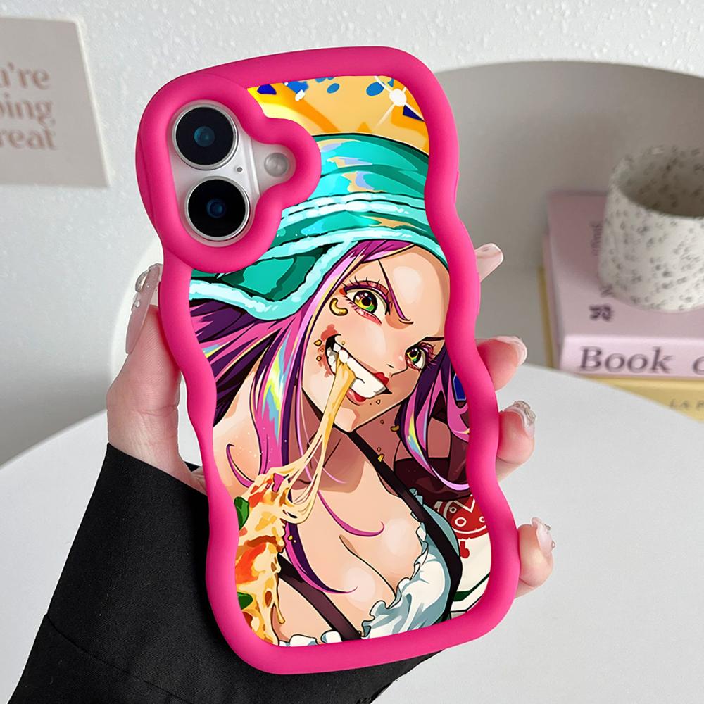 Jewelry Bonney Phone Case for iPhone 17 16 15 14 13 12 11 Air Pro Max Plus Red Soft TPU Wavy Edge Cover