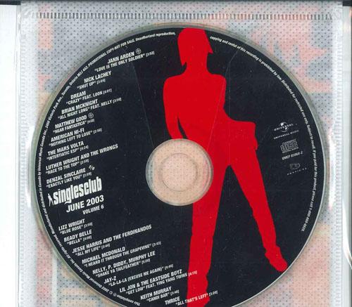 CD РАЗЛИЧНЫЕ Singles Club Июнь 2003 Том 6 UMCF050682 UNIVERSAL MUSIC 2003 Канада Танцевальная Электроника Б/у