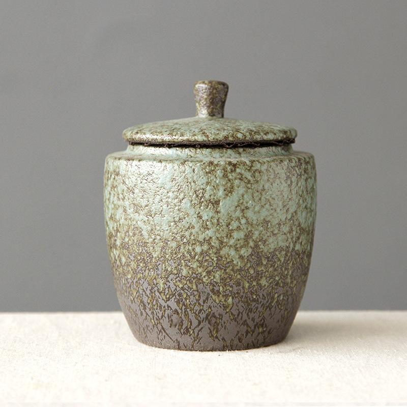 Vintage Ceramic Tea Canister Kitchen Sealed Container Multi-Functional Portable Jar for Candy Nuts Coffee Beans Herbs Storage