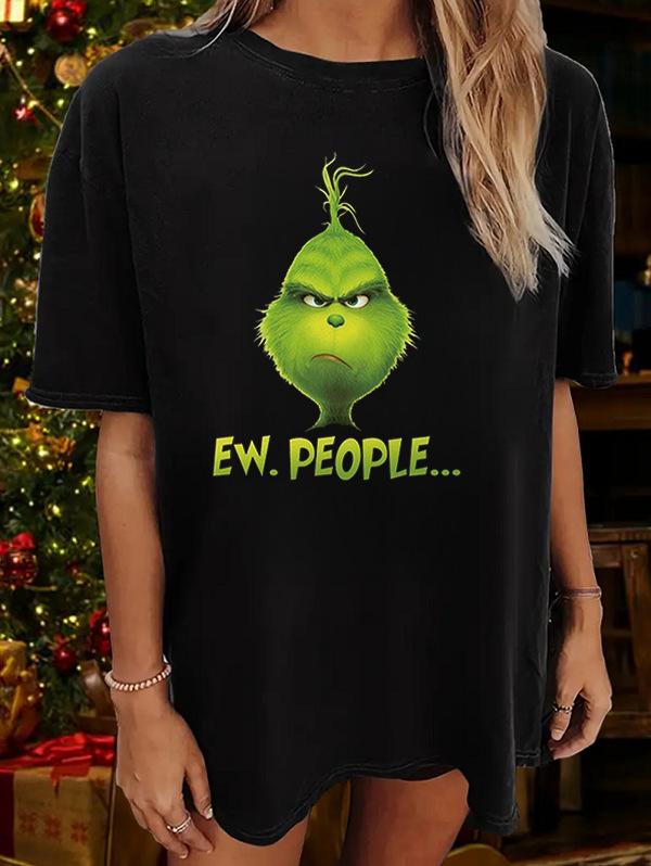 

Женская футболка с коротким рукавом с рождественским узором с оленями, круглым вырезом, свободного кроя XXXL