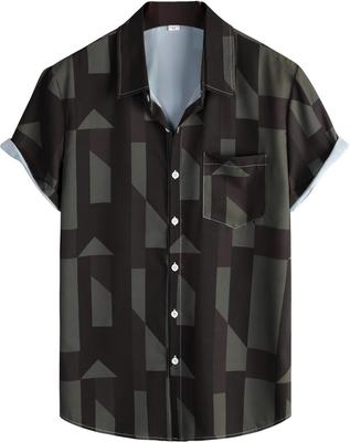 Wzorzysty Casualowy Koreański Krótki Casualowy Codzienny Treningowy Rozmiar [J.STORE] Wielowzorowy, Miękki, Koszula, Koszula, Oversize, Stylowy, Aloha, Styl, Stylowy,