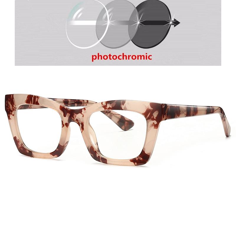 Black Pink Frame Square Nearsighted Glasses For Women TR90 Anti Blue Rays Student Myopia Photochromic Eyeglasses 0 -0.5 To -6.0