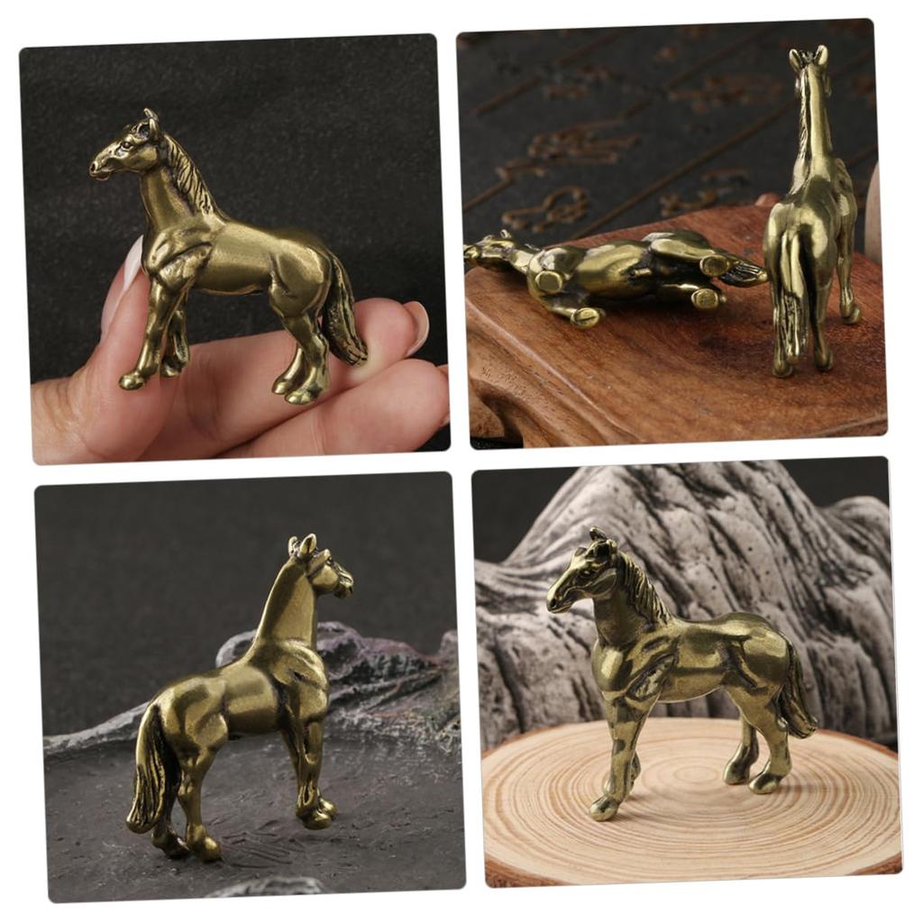 NUOBESTY Copper Horse Desktop Decor for Home and Bronze Lightweight and X X Horse Sculpture Ornament Figurine, Miniature, Office, Tone, Compact, 1.77