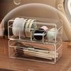 Klare Acryl-Schichtspeicherbox Make-up-Pinsel-Organizer-Box mit Deckel Klare Staubdichte Kosmetikwerkzeuge Puder-Aufbewahrungsbox