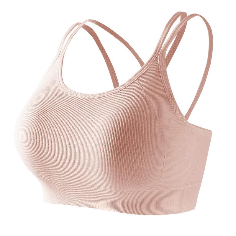 Women's Anti-shock Gathered One-piece Yoga Fixed Cup Running Fitness Cross Thin Straps Back Beautiful Sports Underwear