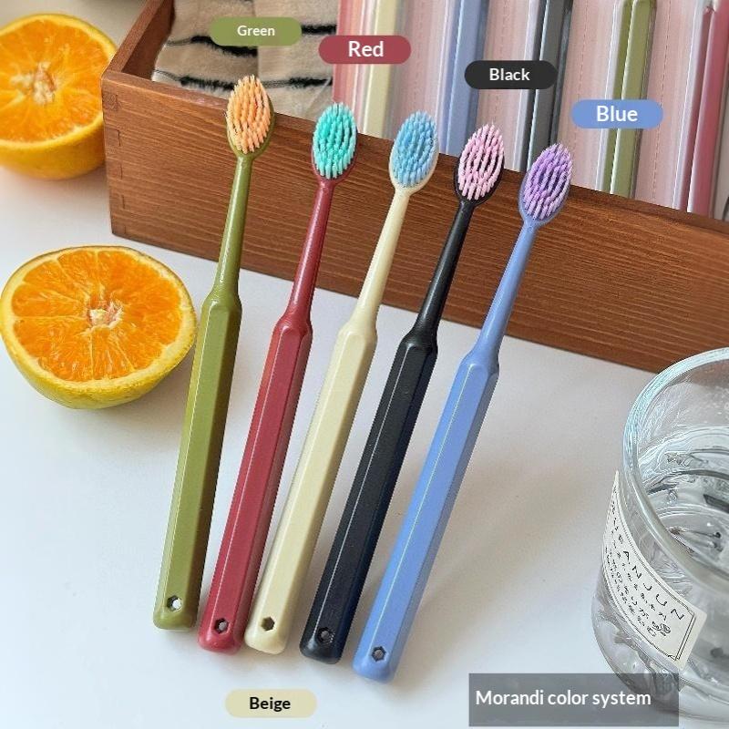 5Pcs Wide Head Soft Bristle Toothbrush Fine Gentle Bristles Oral Cleaning Tooth Brush For Family Travel Daily Teeth Care Use