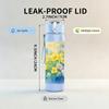 1PC Soft Pastel Blue Yellow Flower Print 750ml Color Plastic Sports Water Bottle Leakproof Flip Straw Lid Suitable for Sports Office Home Use