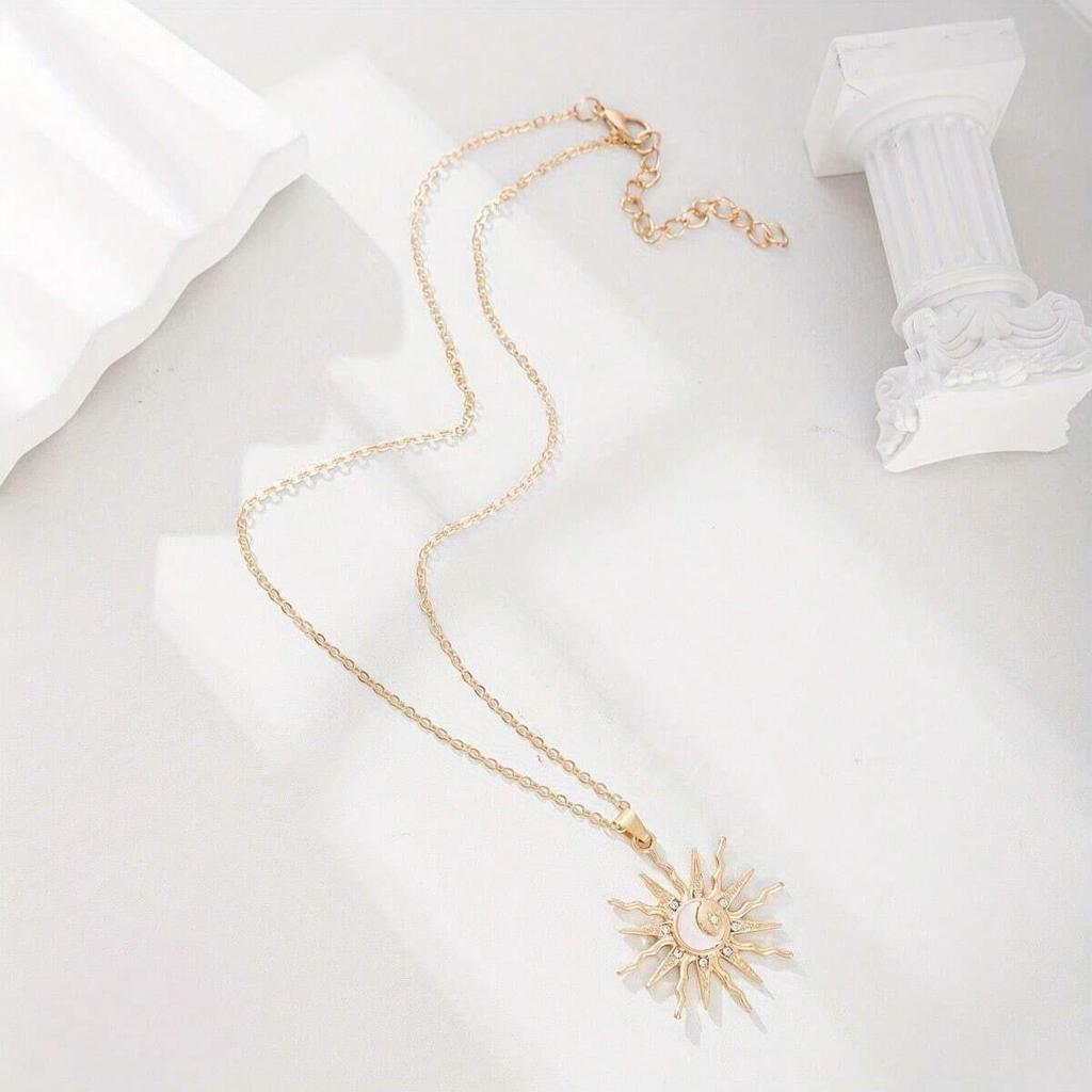 Exquisite Sunflower Pendant Necklace with Micro-Inlaid Zirconia