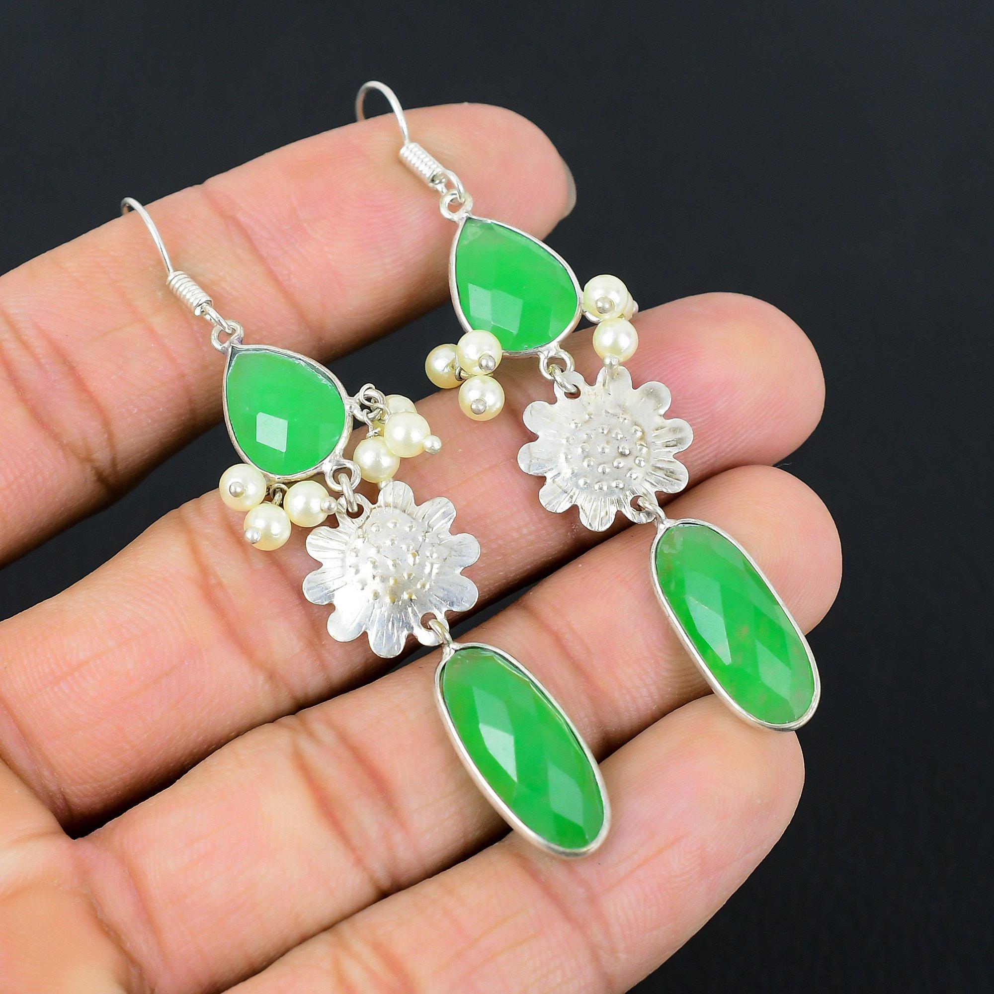 

Распродажа ко Дню дочери Натуральный зеленый кианит 925 серебро капля висюльки уникальные серьги