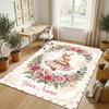 Easter Bunny Theme Crystal Velvet Rug Personalized Custom Name Text Soft Floor Mat Home Decor