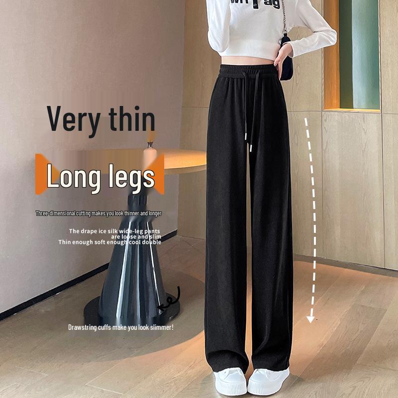 Petite Women's Light Luxury Floor-Length Trousers: Narrow to Wide-Leg, Draping Casual Style for Spring & Autumn 2025