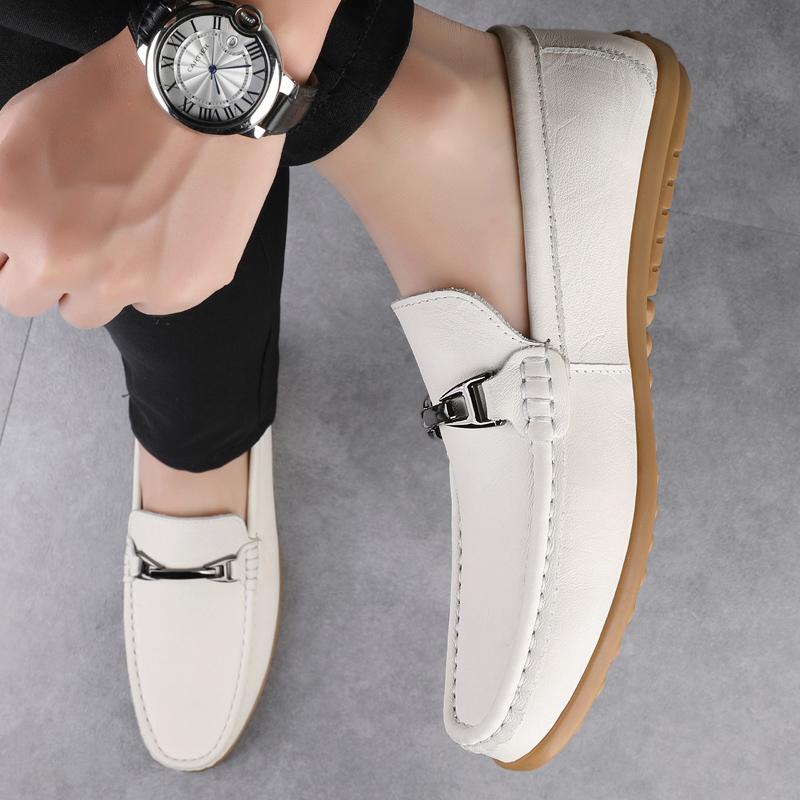 Fashion Handmade Moccasins Genuine Leather Loafers for Men Simple Business Male Walking Shoes Slip-On Flats Fashion Design Casual Shoes