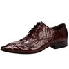 Fashion Men's Business Dress Shoes Genuine Leather Crocodile Pattern Pointed Shoes Male British Casual Leather Shoe Large Size 37-46