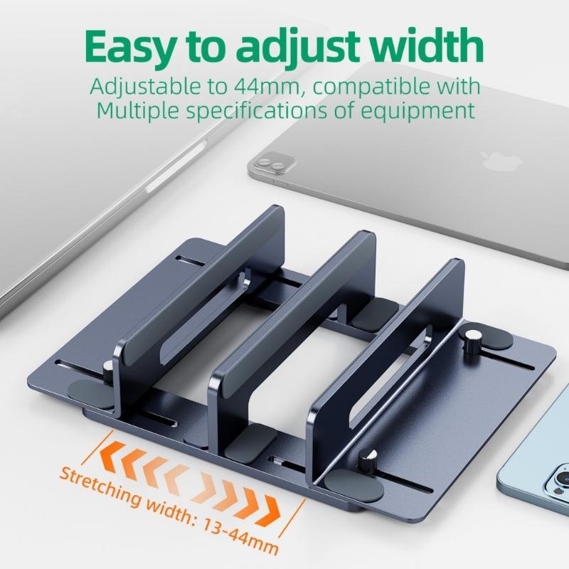 MultiDevice Management Vertical Laptop Stand Adjustable Vertical Laptop and Tablet Stand, Secure Storage for Desks