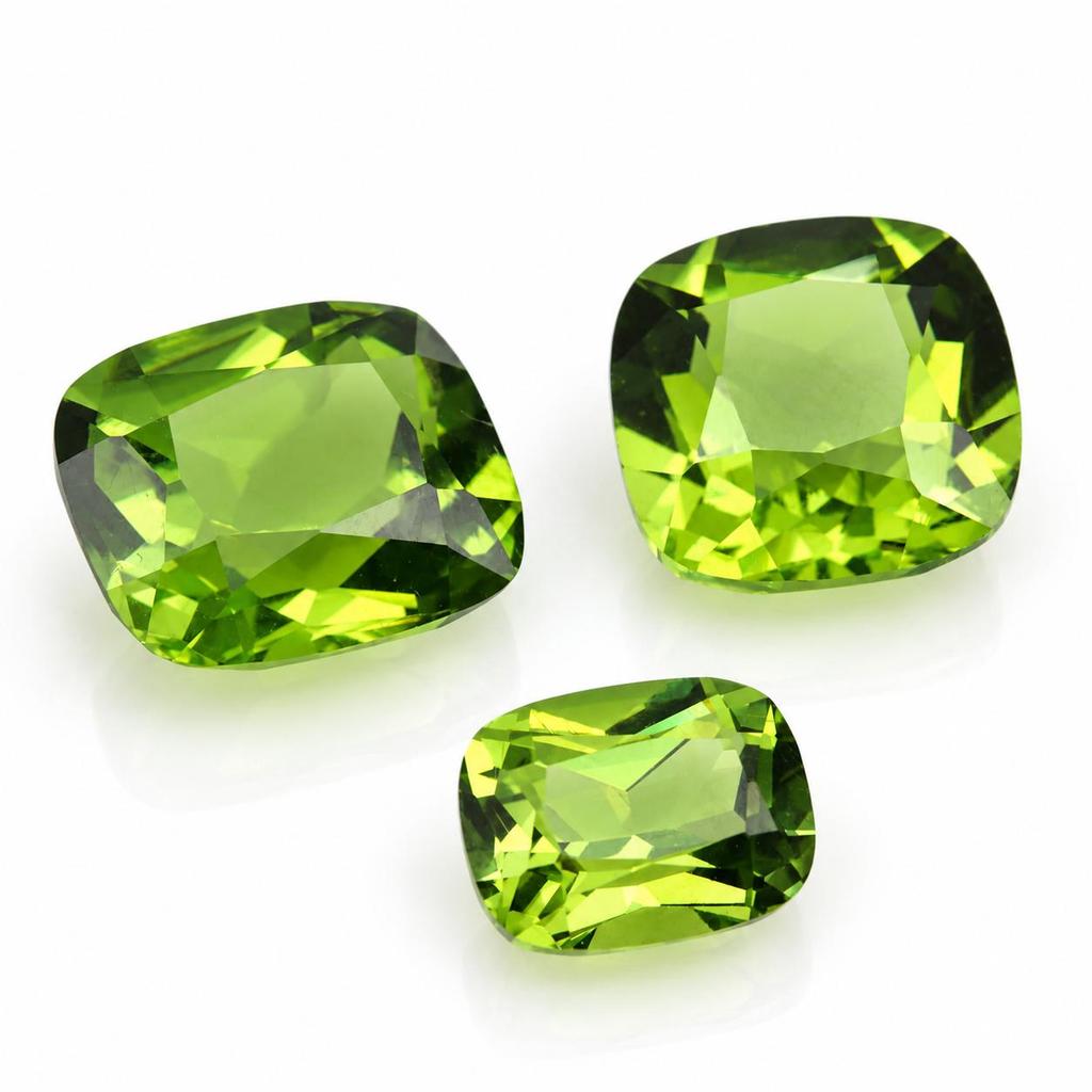 Green Peridot Cushion Cut Gemstone – Lime Green Faceted Loose Stones