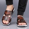 TUINANLE Unisex Casual Leather Slippers Mens Outdoor Open Toe Sandals Lightweight Comfortable Daily Walking Leisure Shoes