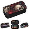 Gothic Skull And Rose Floral Pencil Cases for Student Gifts Pen Box Pencil Bag Big Capacity Pencil Pouch