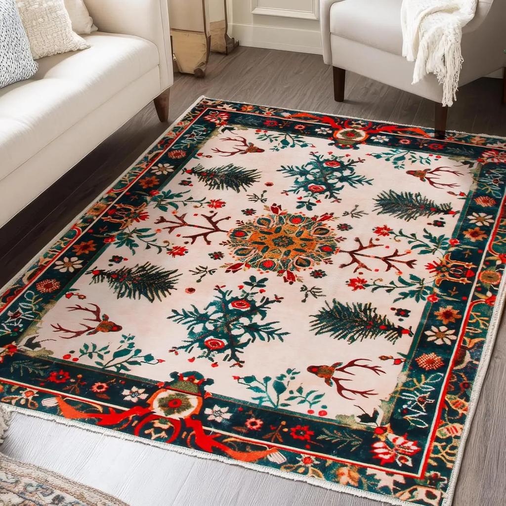 Snowflake Christmas Tree Carpet Living Room Decor Sofa Rug Bedroom Bedside Rug Kitchen Dining Table Mat FloorMat Christmas Decor