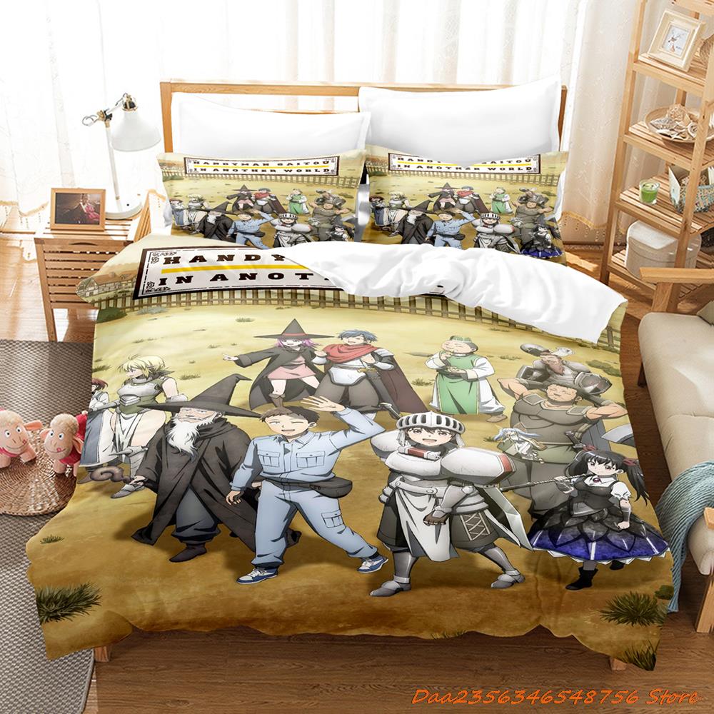 

Personelity Hplusyman Saitou in Another World Beding Set Carton Anime thre-piece set Adult People Kid Bedrom thre-piece suits 135*200cm Eu-Single