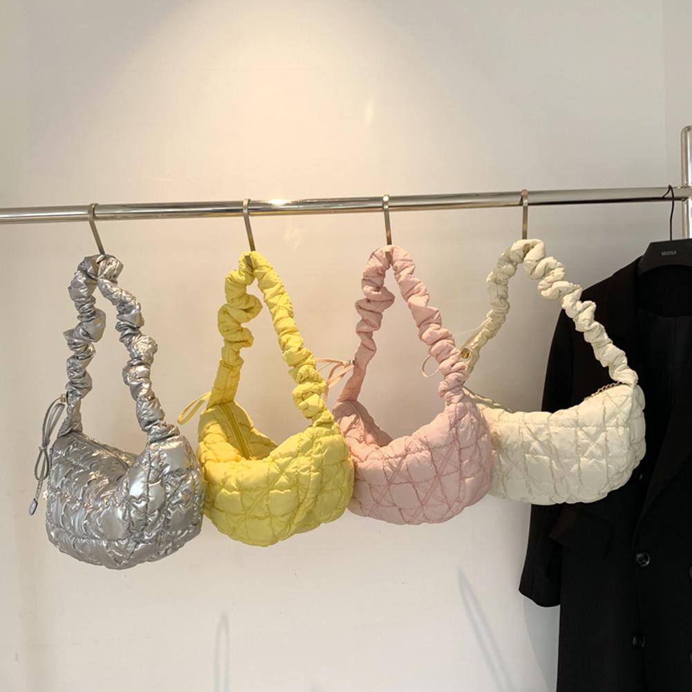 Fashion Quilted Top-Handle Bag Cloud Pleated Bubbles Commute Bag Casual Simple Shoulder Bag Elegant Solid Color Crossbody Bag