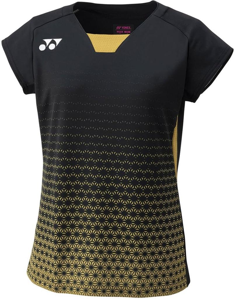 Yonex Short Sleeve Game Shirt M Women's (Fitted Shirt) Black/Gold (184)