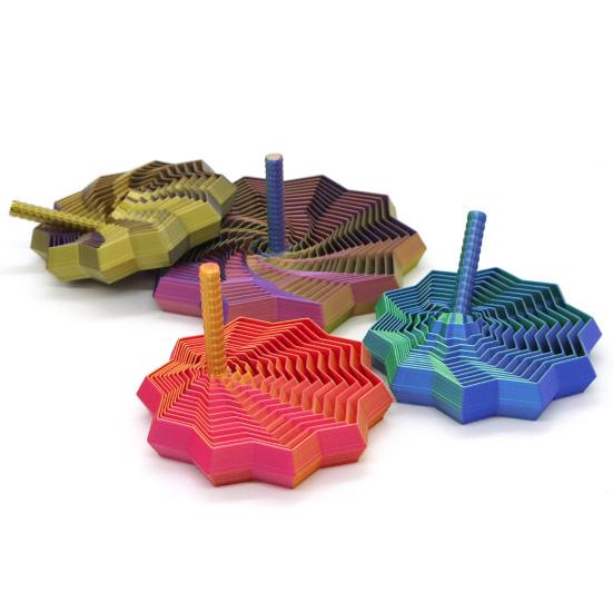 Expandable Sensory Fidget Star 3D Printed Fractal Stress Relief Toy Whirling Spiral Design Fidget Toy with Handle for Anxiety Relief Focus Enhancement