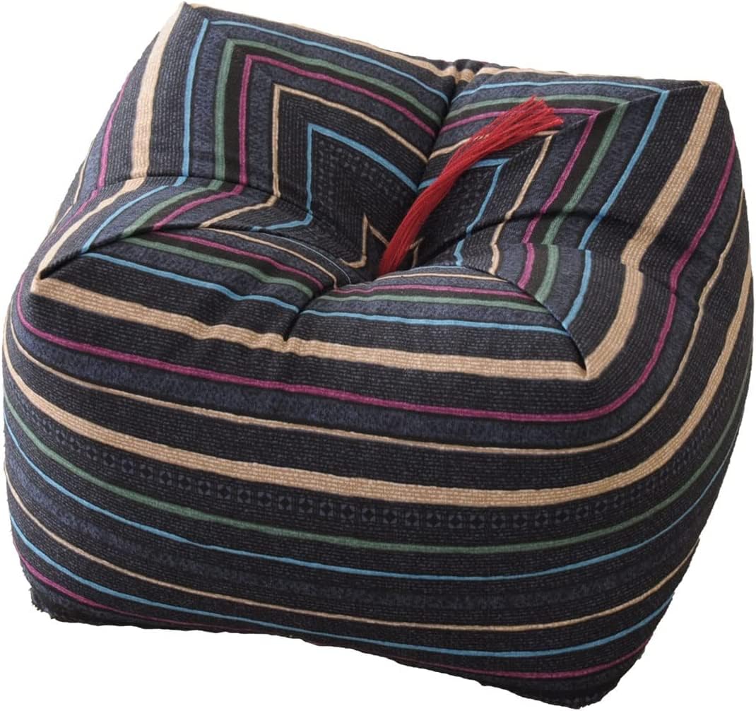 

Emoor Сделано в Японии Натуральная гречневая подушка для сидения Гречневая подушка Большая (26 x 26 x 19 см) В полоску