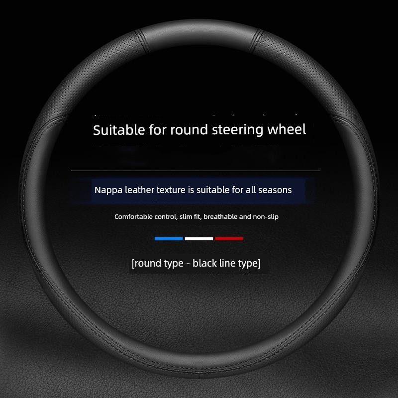 

Suitable for Trumpchi Gs4Coupe Gs5 Gs3 Gs8 Ga3 Ga5 M6 M8 Car Steering Wheel Cover Genuine Leather Trumpchi - Round [Black Stitching] + Unbranded