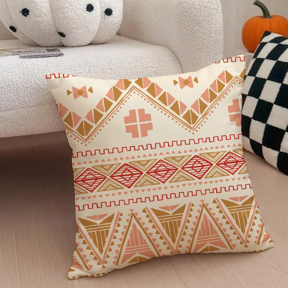 Boho Textile Pattern BBohemian Ethnic Prints Cushion Cover Throw Pillow Cover Hidden Button Durable Polyester Chair Cushion